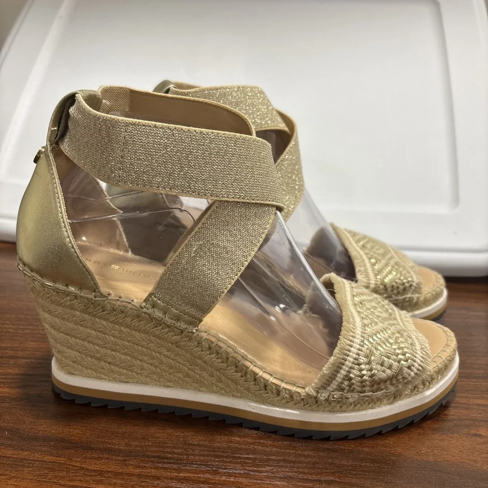 Tommy Hilfiger Gold Yemina Espadrille Rope Wedge Sandals Women's Size US 9.5 M